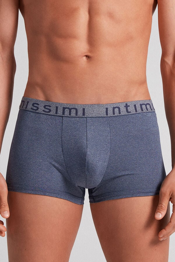 Pantaloni Scurti Intimissimi Microfiber Logo Barbati Albastri | ABLPFJ-540