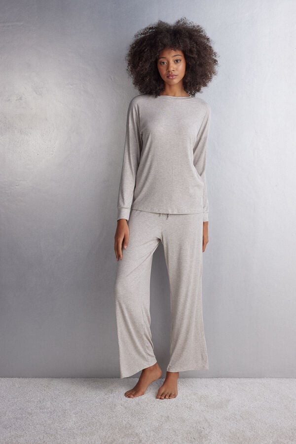 Pijama Intimissimi Comfort Chic Bateau Neck Modal Dama Bej | EFDGUZ-452