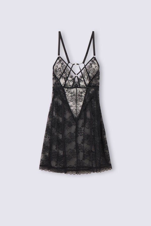 Pijama Intimissimi Intricate Surface Lace Babydoll Dama Negrii | LOBNZI-374