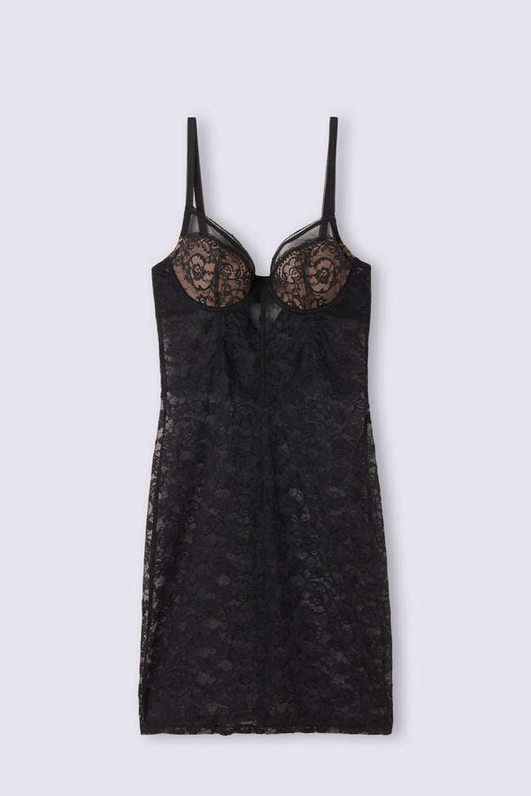 Pijama Intimissimi Lace Never Gets Old Padded Chemise Dama Negrii | NBFUGL-140