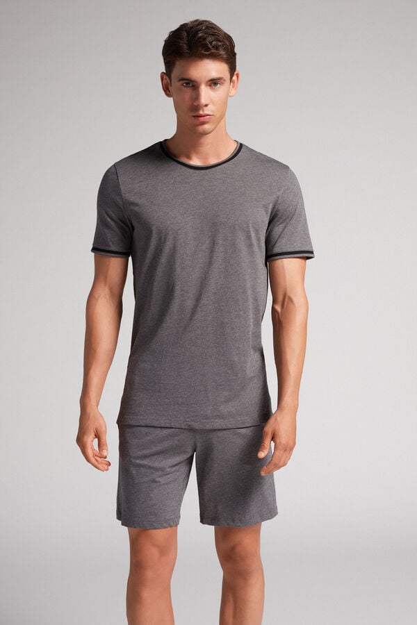 Pijama Intimissimi Superior Cotton Short Barbati Gri Inchis | PRYJGQ-391