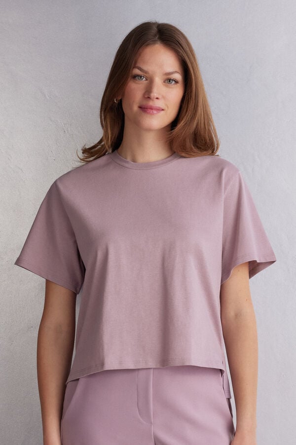 Short Sleeve Intimissimi Boxy Fit Cotton Dama Roz | LFDSGK-146