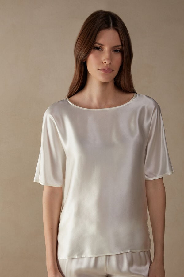 Short Sleeve Intimissimi Silk And Modal Dama Albi | IFLXZV-104