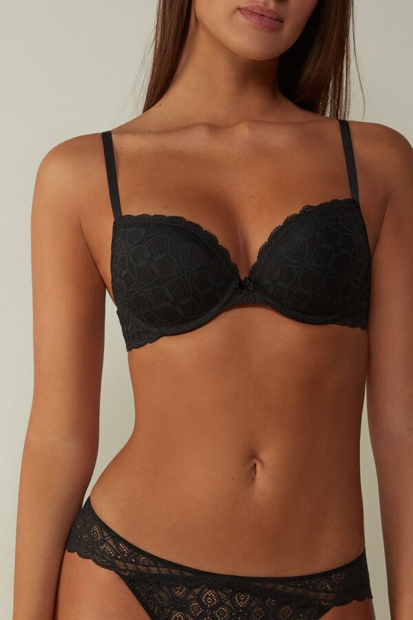 Sutien Intimissimi Elettra Super Push-Up Lace Dama Negrii | HEOUJT-873