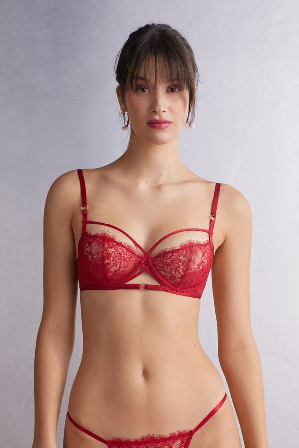 Sutien Intimissimi Intricate Surface Demi-Cup Dama Rosii | GEXMBP-542