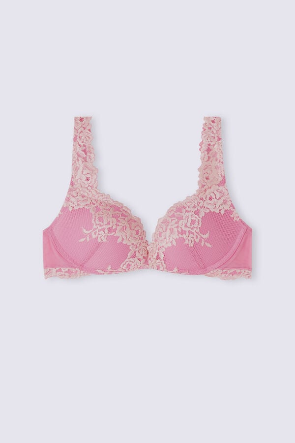 Sutien Intimissimi Pretty Flowers Gioia Super Push-Up Dama Roz Albi | IUOQTR-402