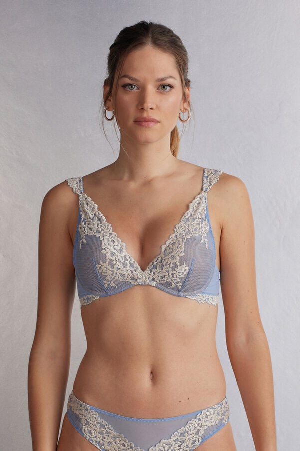 Sutien Intimissimi Pretty Flowers Giorgia Balconette Dama Albastri Albi | LVEGAW-642