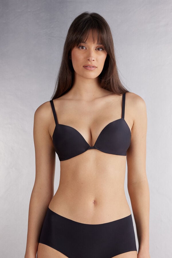 Sutien Intimissimi Silvia Push-Up Ultralight Microfiber Dama Negrii | KECVTP-860