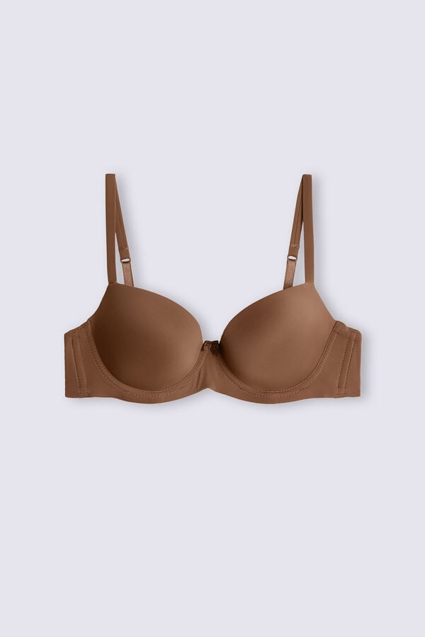 Sutien Intimissimi Sofia Microfiber Padded Balconette Dama Bej Inchis | IPMUFJ-694