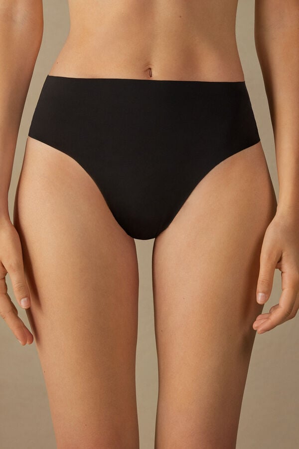 Tanga Intimissimi High Waist In Seamless Ultralight Microfiber Dama Negrii | OKLYSI-523