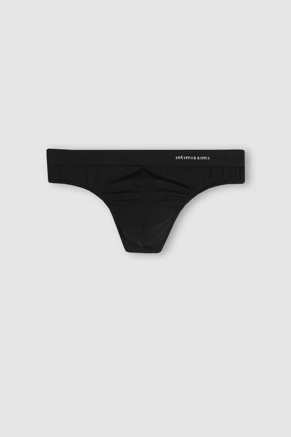 Tanga Intimissimi Logo Detailed Microfiber Barbati Negrii | IBFOMA-145