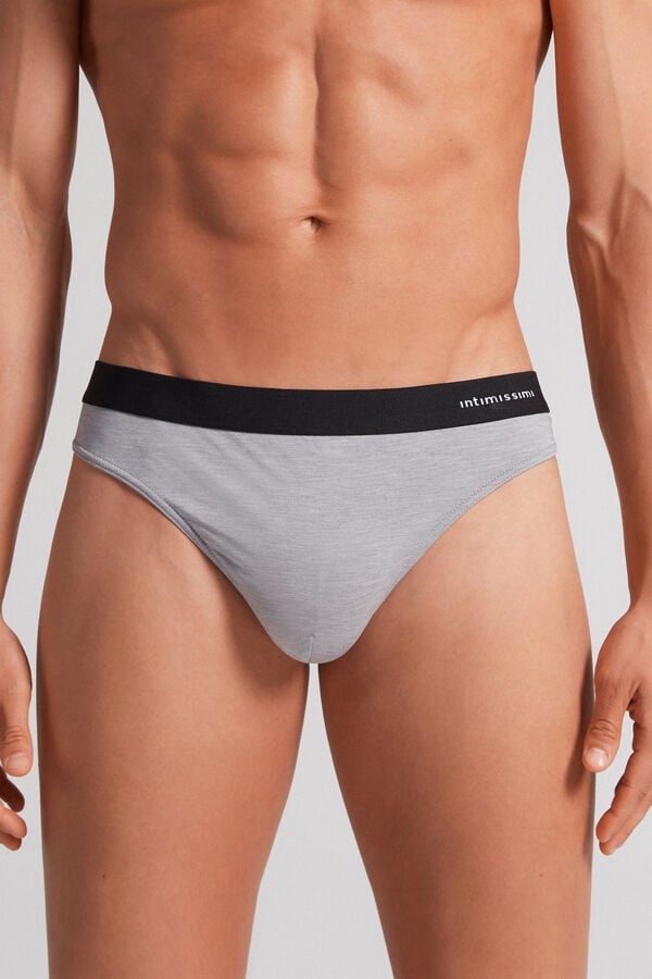 Tanga Intimissimi Logo Detailed Microfiber Barbati Gri Deschis | EBLOAV-152