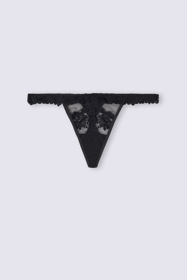 Tanga Intimissimi Pretty Flowers String Dama Negrii | IBYKSV-423