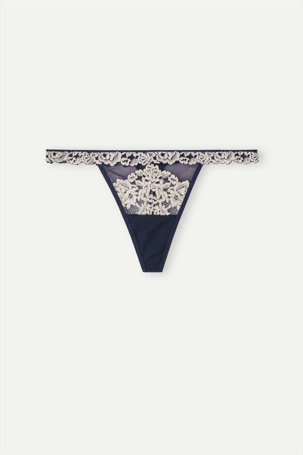 Tanga Intimissimi Pretty Flowers String Dama Albastri Inchis Galbeni Deschis | PXOYUH-482