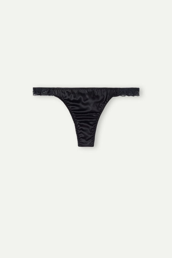 Tanga Intimissimi Silk And Lace G-String Dama Negrii | SJGXTK-482