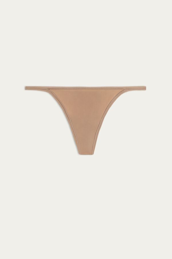 Tanga Intimissimi Ultralight Microfiber Straps Dama Bej | QHCSRX-478