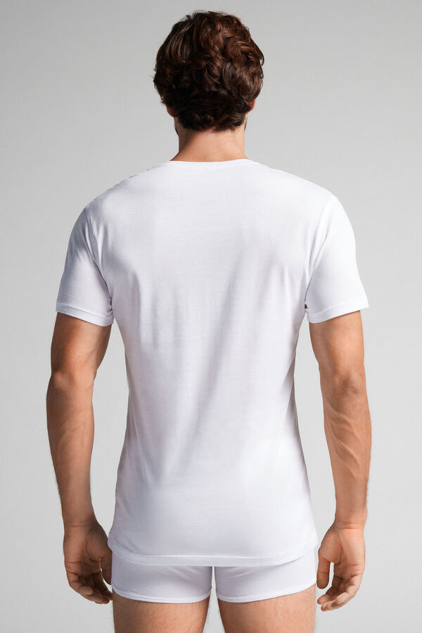 Tricou Intimissimi Extrafine Superior Cotton V-Neck Barbati Albi | VQDUAG-063