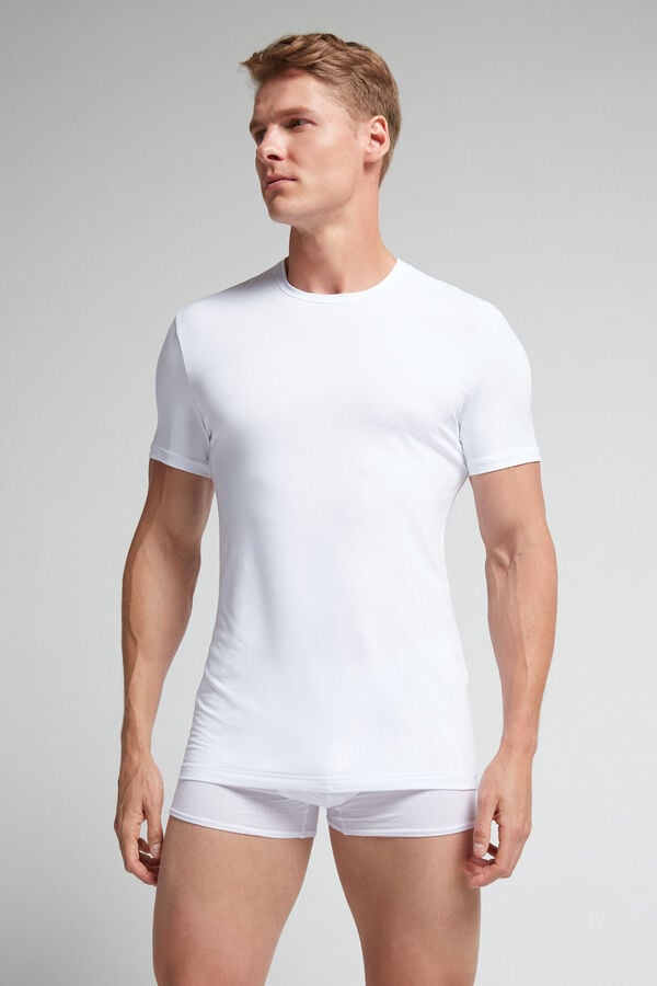 Tricou Intimissimi Microfiber Barbati Albi | URPXQD-385