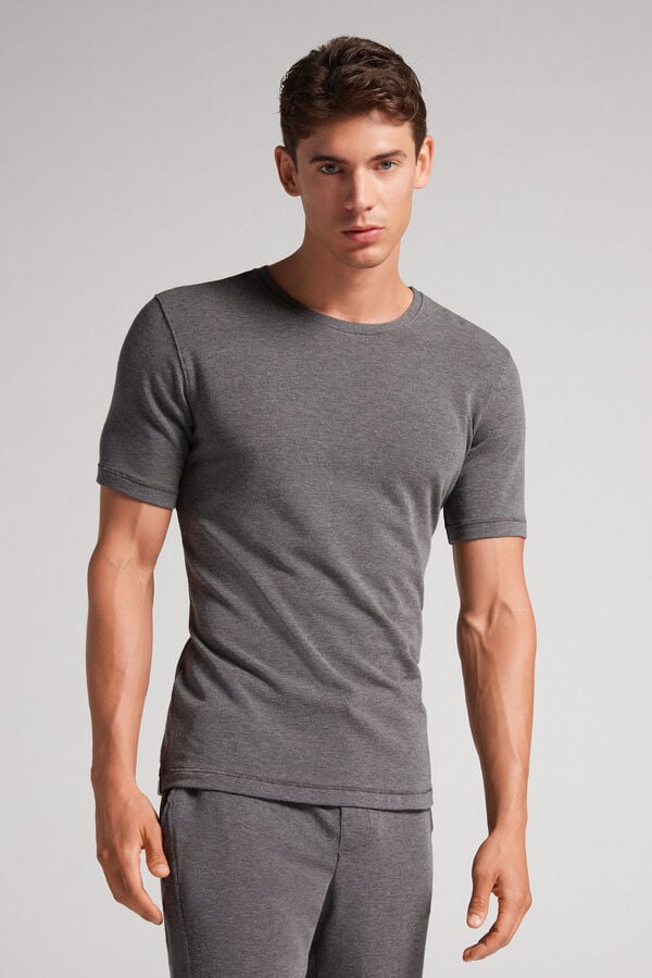 Tricou Intimissimi Short-Sleeve Modal-Cashmere Barbati Gri Inchis | UNMXED-934