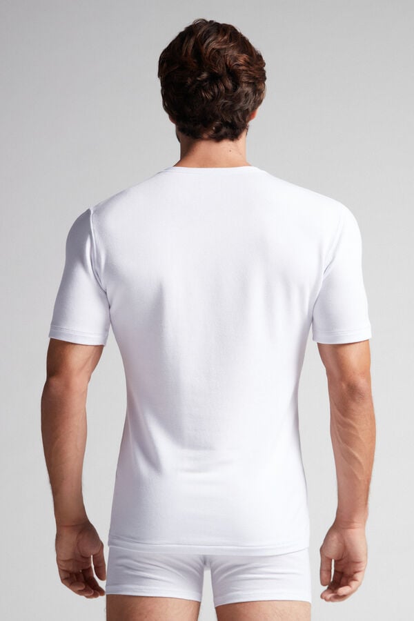 Tricou Intimissimi Short-Sleeve Modal-Cashmere Barbati Albi | AEBPRS-631