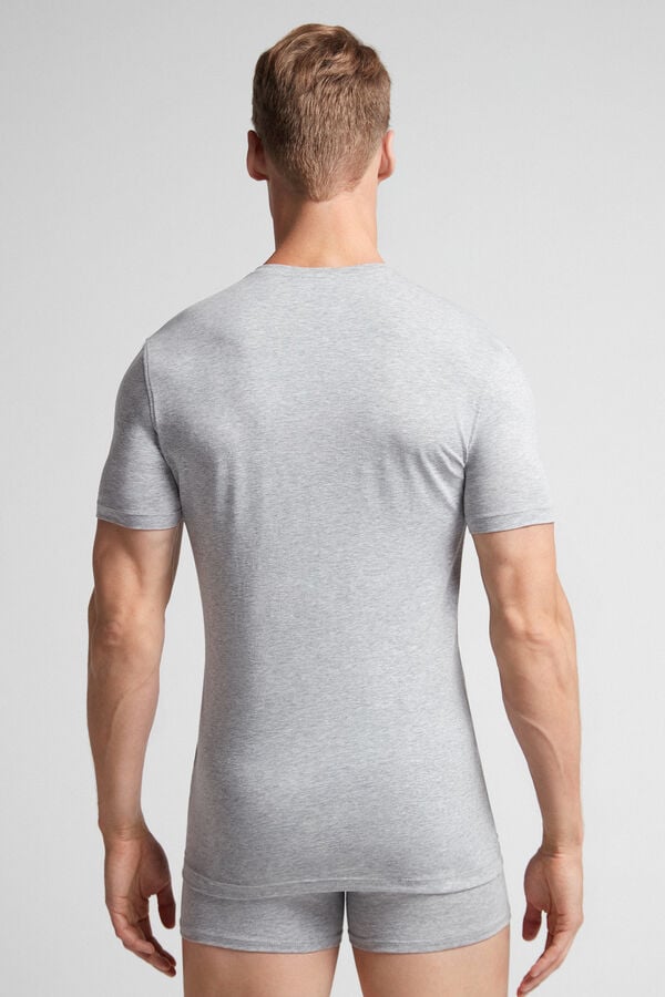 Tricou Intimissimi Stretch Superior Cotton Barbati Gri Deschis | NQFJZH-247