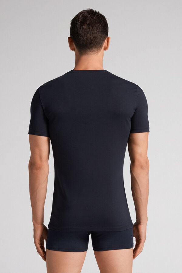 Tricou Intimissimi Stretch Superior Cotton Barbati Negrii | UEZAWY-376