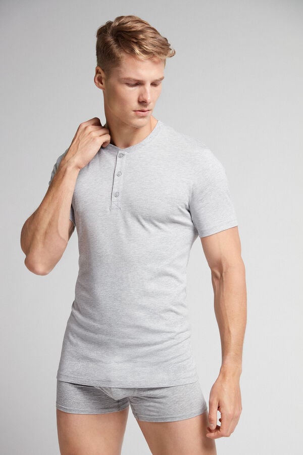 Tricou Intimissimi Superior Cotton Henley Barbati Gri Deschis | SMAIHU-520