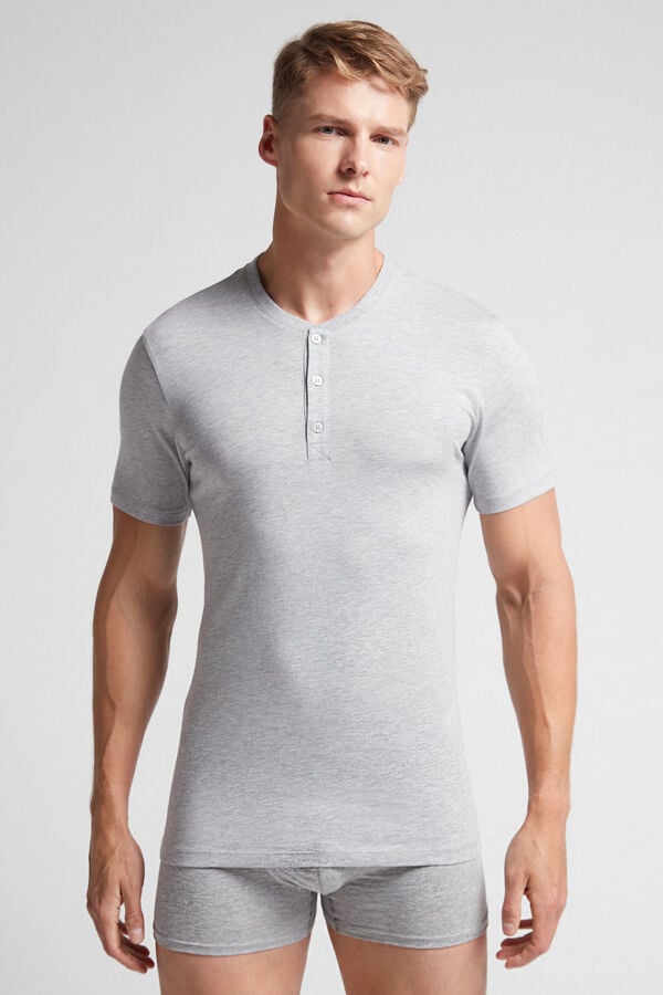 Tricou Intimissimi Superior Cotton Henley Barbati Gri Deschis | SMAIHU-520